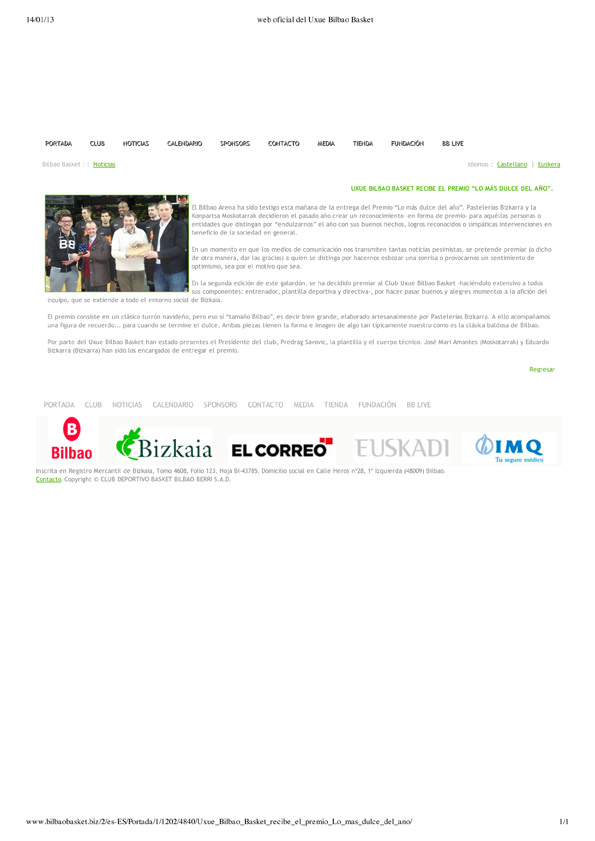 Bizkarra en BilbaoBasket Web. Gabinete de Prensa Spb_servicios periodísticos