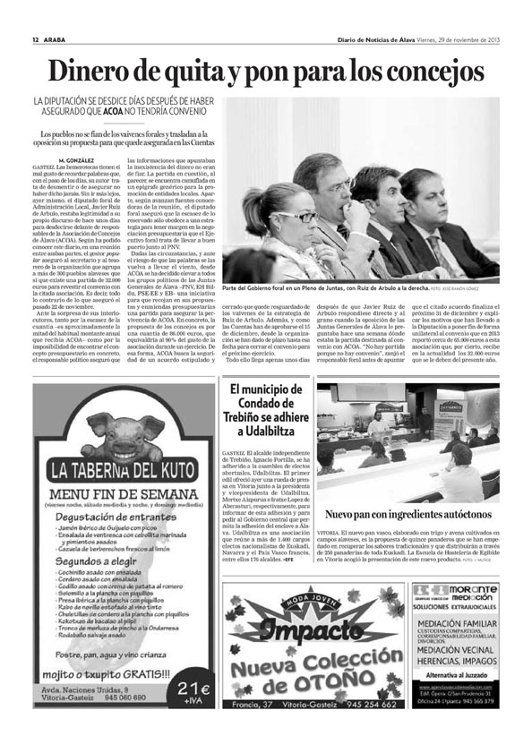 OTANA en Diario de Noticias de Álava. Gabinete de Prensa Spb_ servicios periodísticos