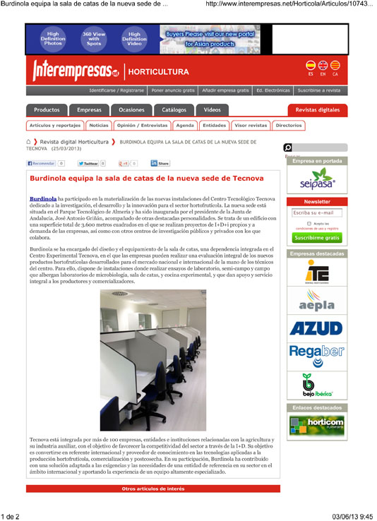 Burdinola en Interempresas.net. Gabinete de Prensa Spb_ servicios periodísticos